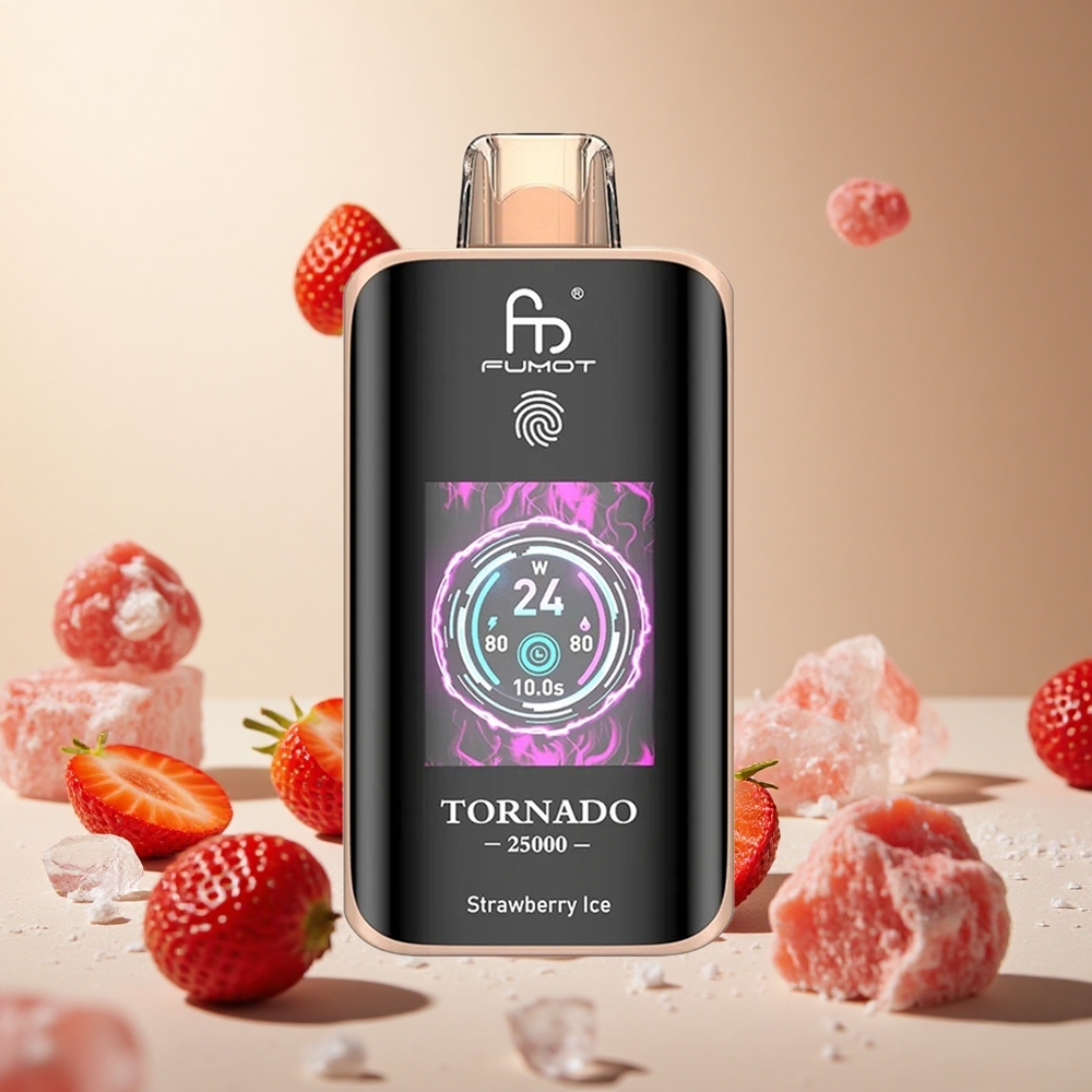 Strawberry Ice Fumot Tornado 25000 Puffs wholesale vapes Ireland HD Screen Type-C
