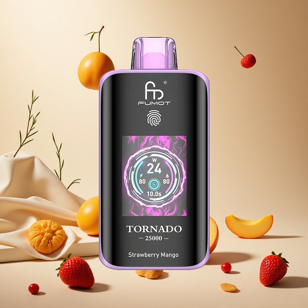 Strawberry Mango Fumot Tornado 25000 Puffs wholesale vapes Ireland HD Screen Type-C