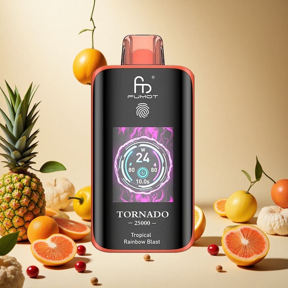 Tropical Rainbow Blast Fumot Tornado 25000 Puffs wholesale vapes Ireland HD Screen Type-C