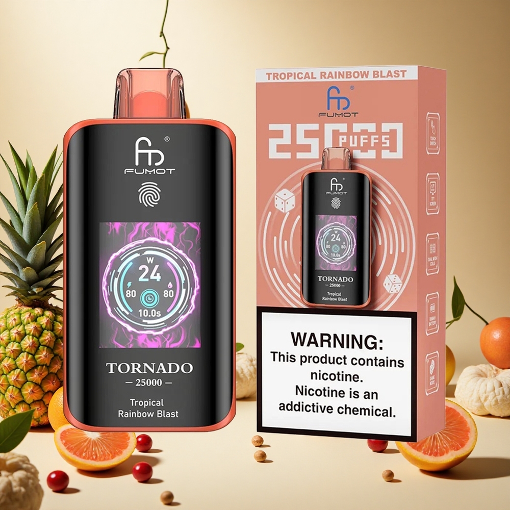 Tropical Rainbow Blast Fumot Tornado 25000 Puffs wholesale vapes Ireland HD Screen Type-C