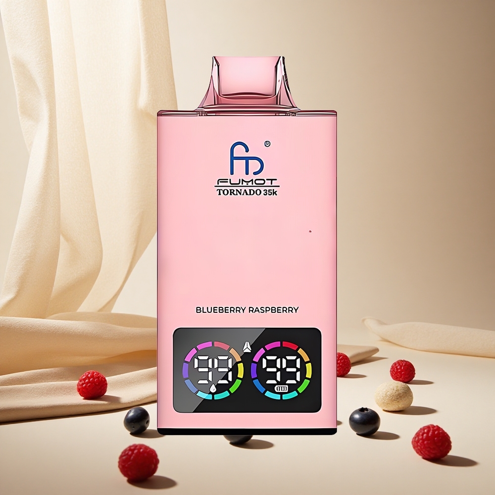 Blueberry Raspberry Fumot Tornado 35K 35000 Puffs wholesale vapes Ireland Dual Mesh Coil Fast Charging
