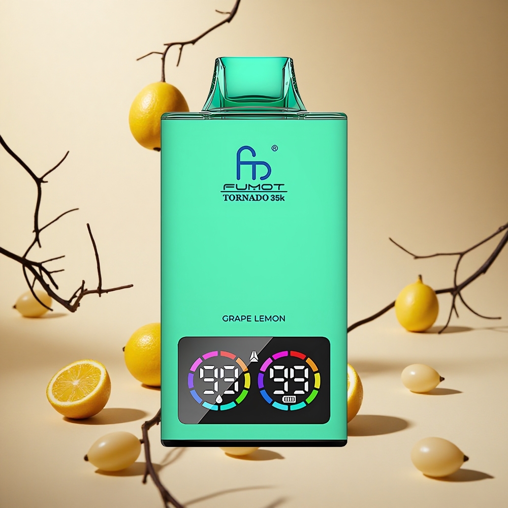 Grape Lemon Fumot Tornado 35000 Puffs Dual Mesh Coil wholesale vapes Ireland Fast Charging
