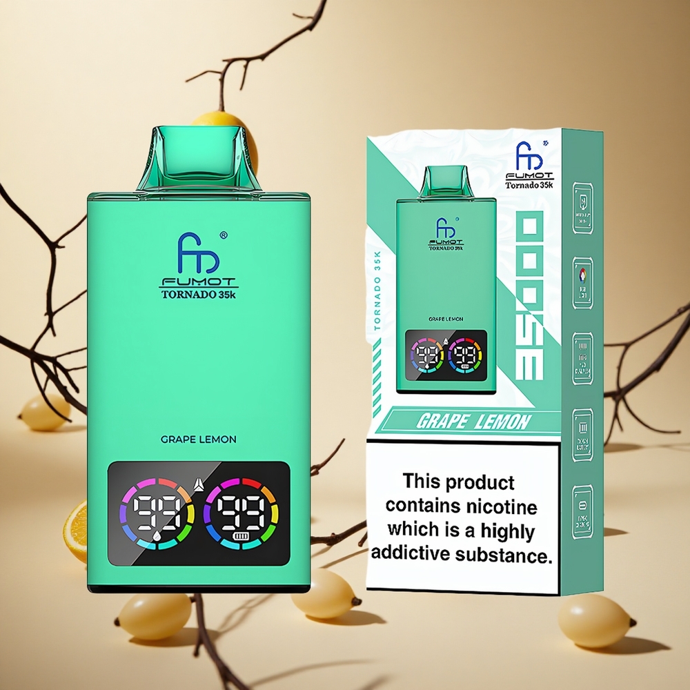 Grape Lemon Fumot Tornado 35000 Puffs Dual Mesh Coil wholesale vapes Ireland Fast Charging