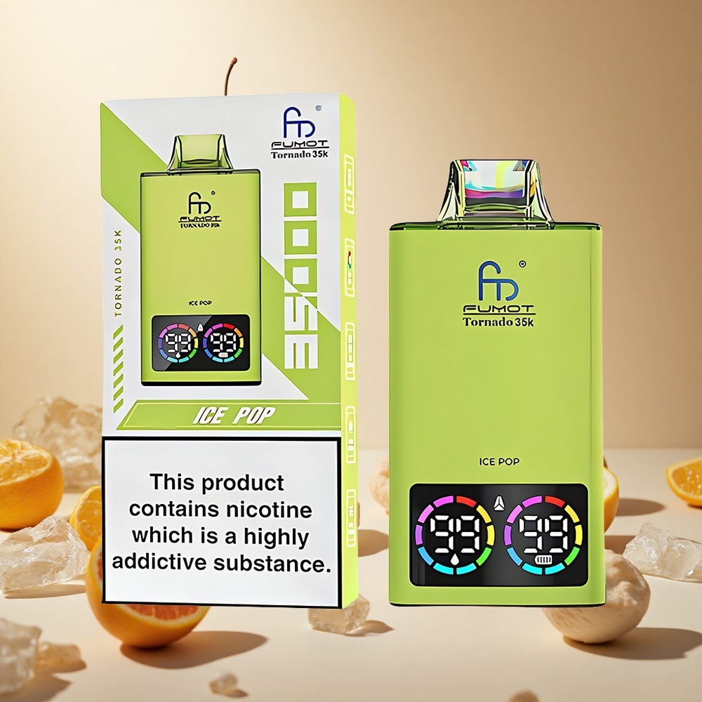 Ice Pop Fumot Tornado 35000 Puffs Dual Mesh Coil wholesale vapes Ireland USB-C Fast Charging