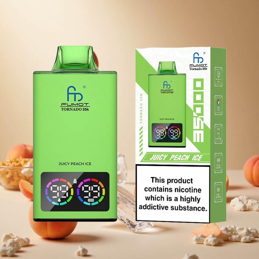 Juicy Peach Ice Fumot Tornado 35000 Puffs Disposable Vape with RGB Lights wholesale vapes Ireland