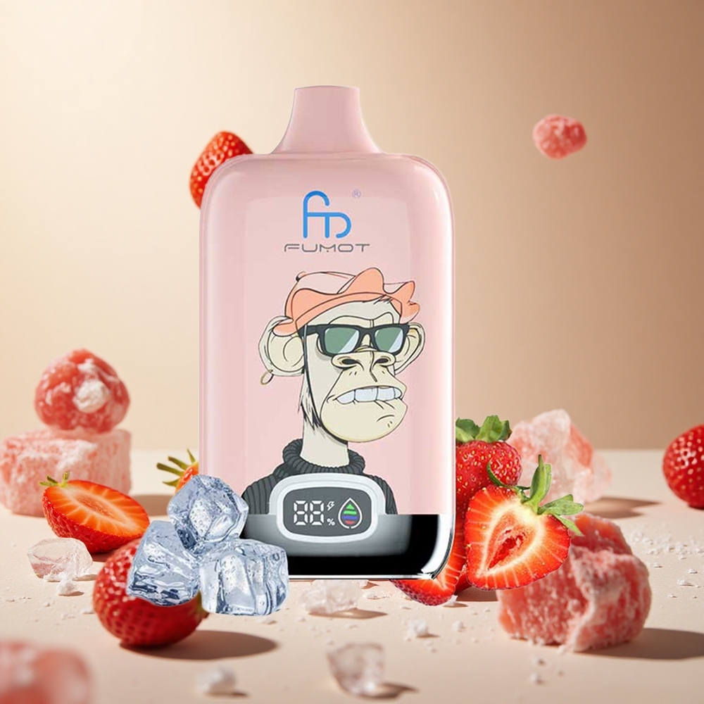 Strawberry Ice Fumot Tornado Digital 12000 Puffs Wholesale Vapes Ireland Mesh Coil