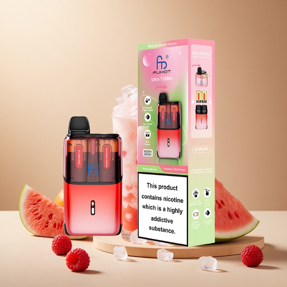 Watermelon Ice Raspberry Fumot Ultra T32000 32000 Puffs wholesale vapes Ireland Advanced Mesh Coil
