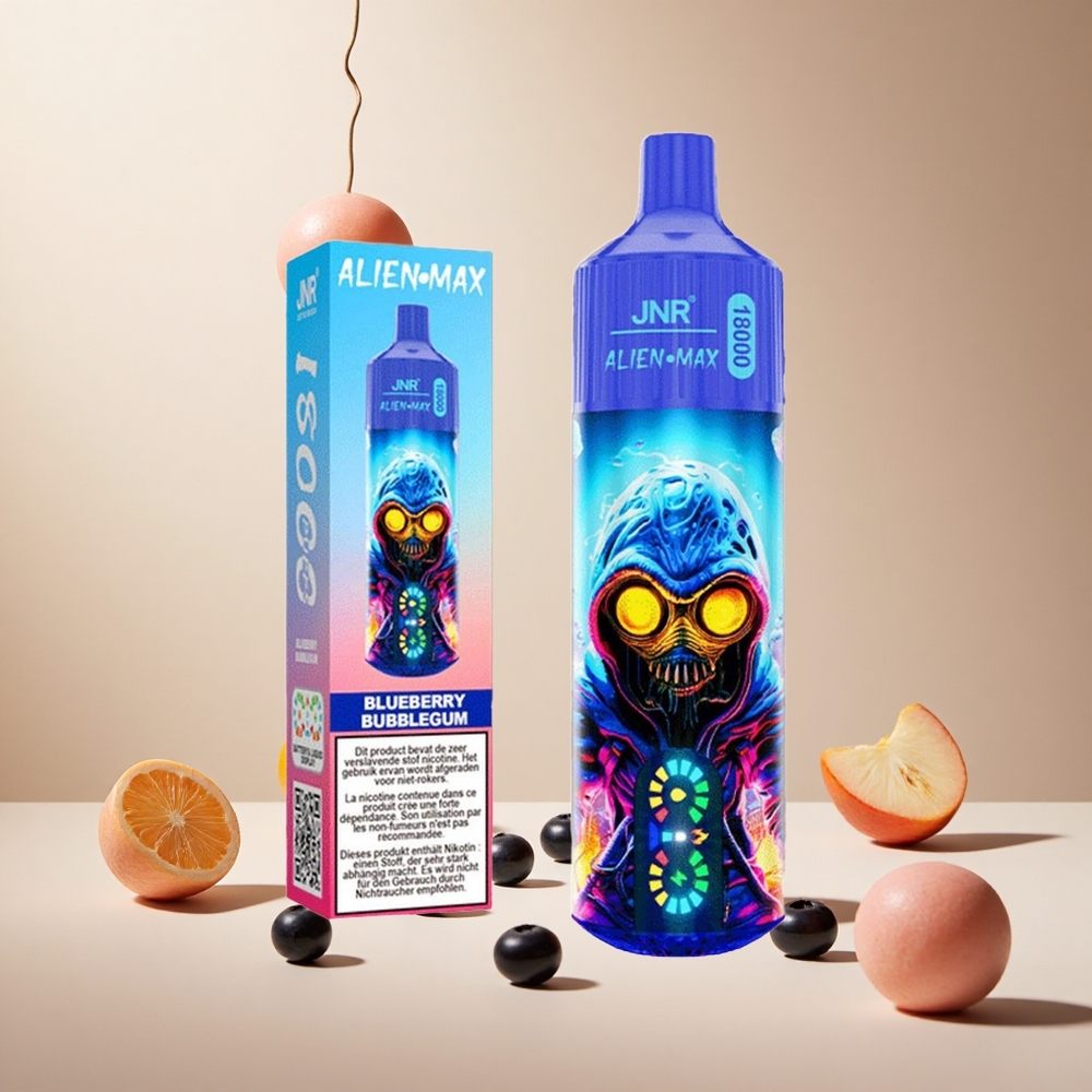 Blueberry Bubblegum JNR Alien Max 18000 Puffs wholesale vapes Ireland Dual Mesh Coil & Dual Core