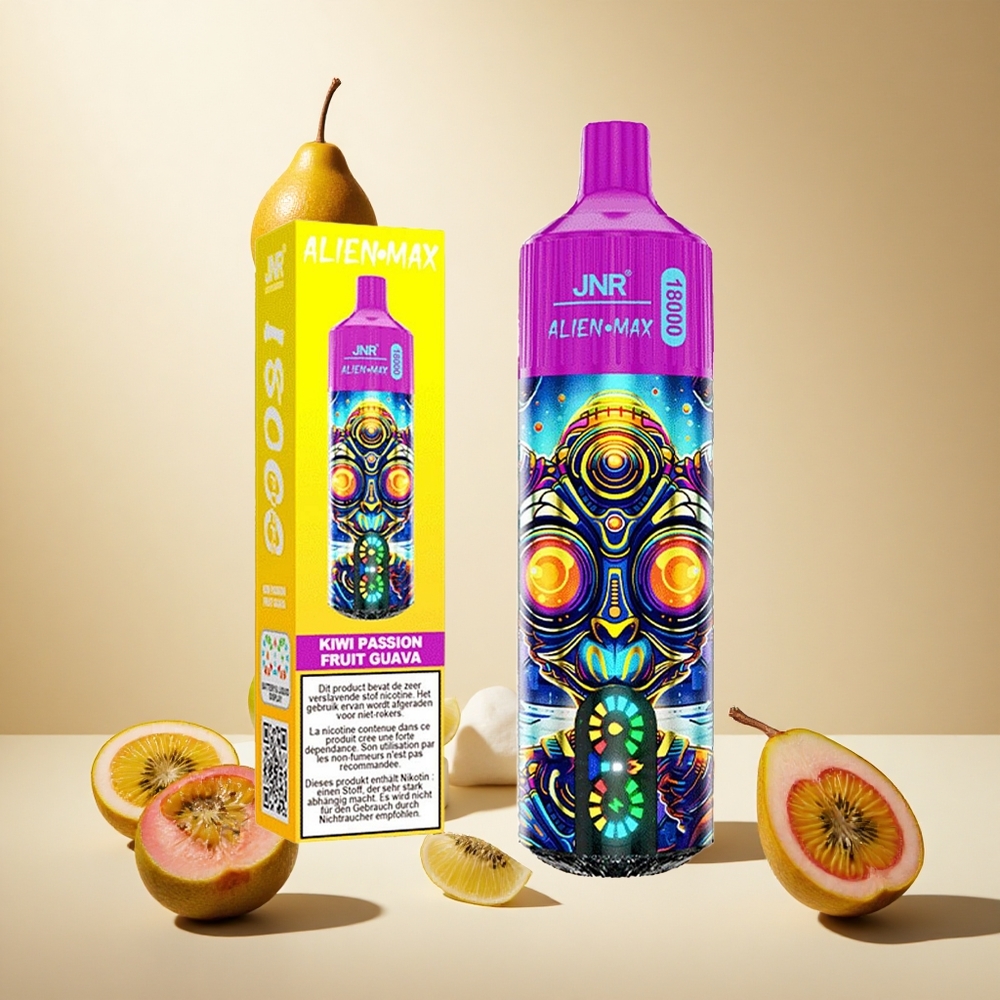 Kiwi Passion Fruit Guava JNR Alien Max 18000 Puffs Dual Mesh Coil wholesale vapes Ireland Type-C Quick Charge