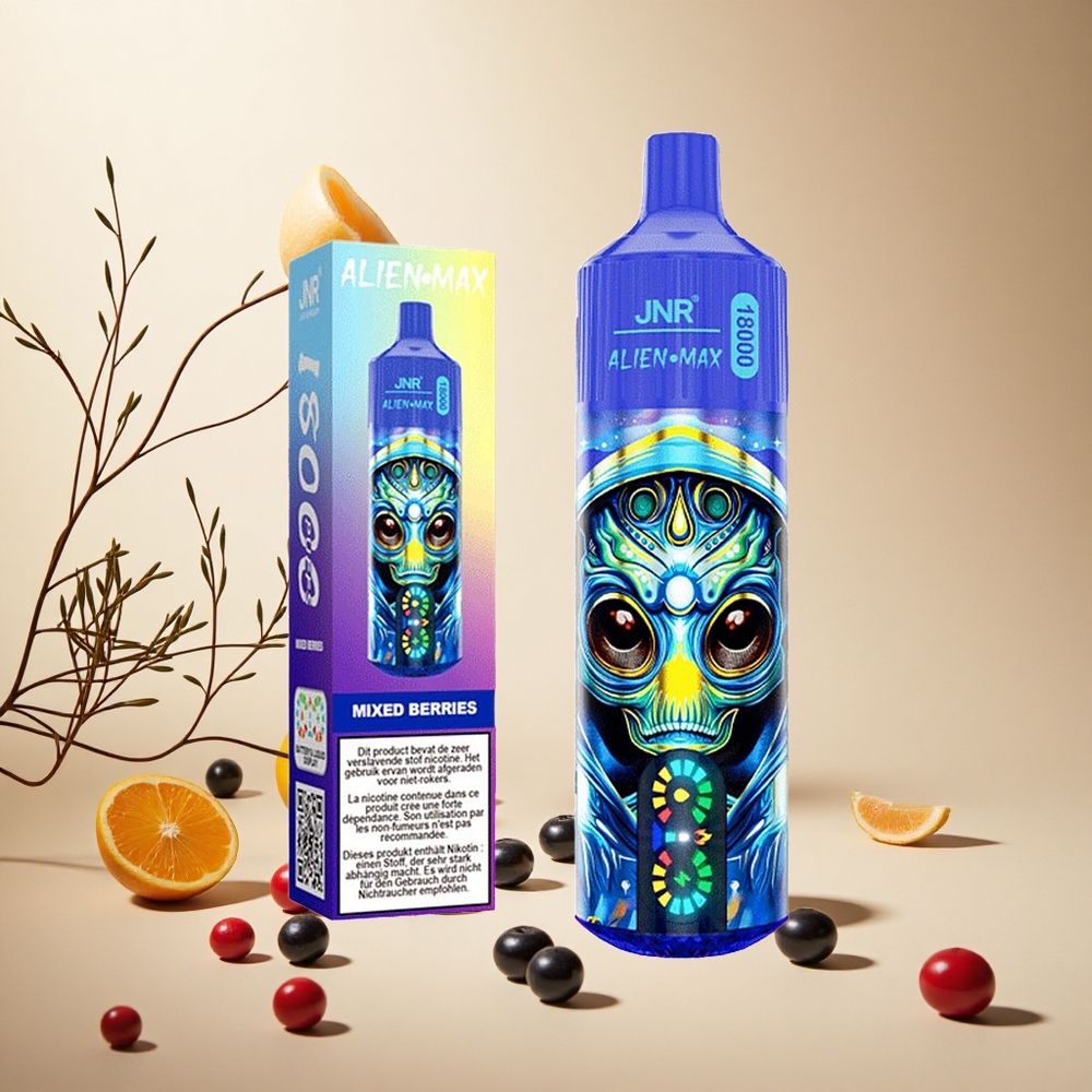 Mixed Berries JNR Alien Max 18000 Puffs Dual Mesh Coil wholesale vapes Ireland Type-C Quick Charge