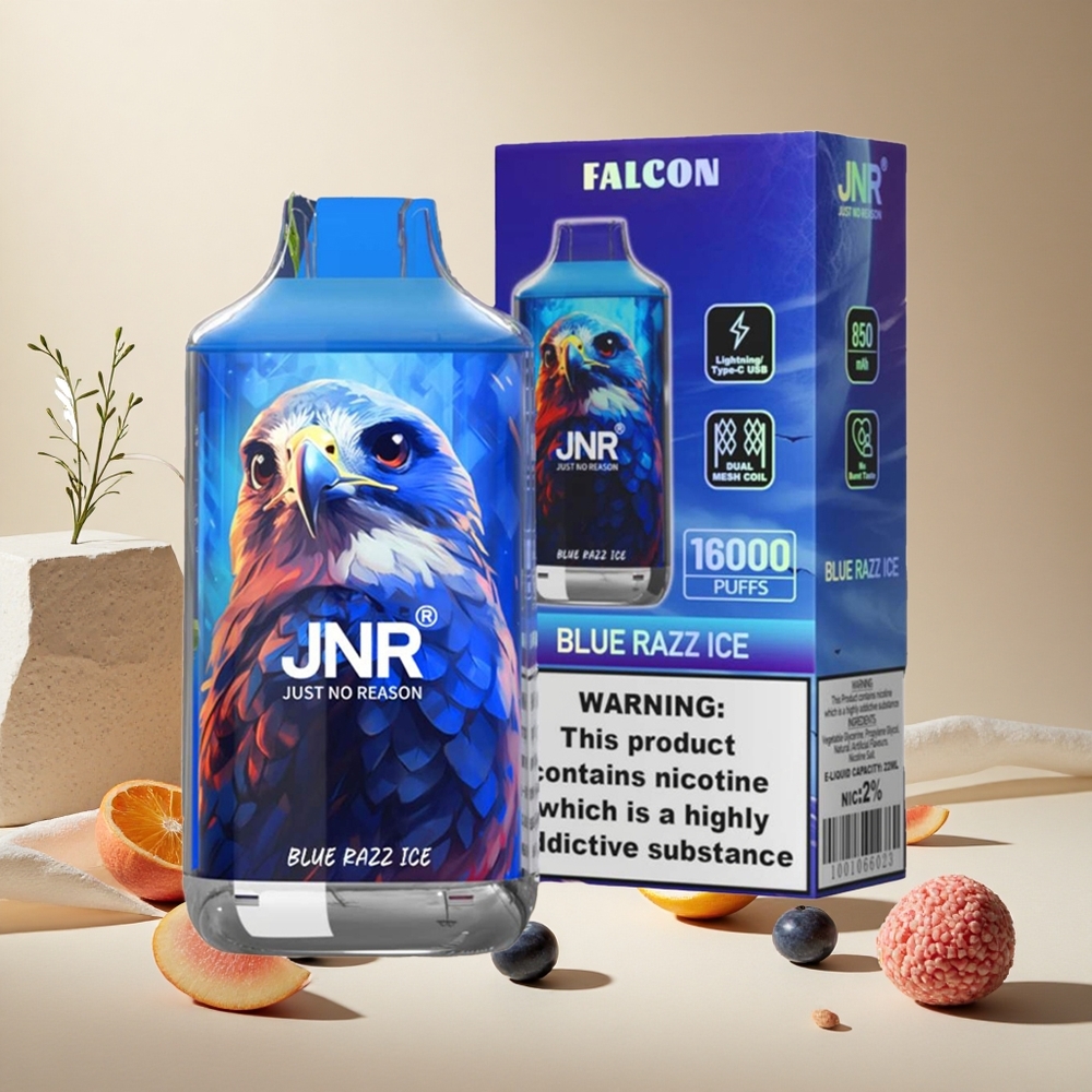 Blue Razz Ice JNR Falcon 16000 Puffs Dual Mesh Coil wholesale vapes Ireland 22ml