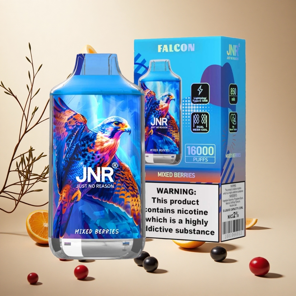 Mixed Berries JNR Falcon 16000 Puffs Dual Mesh Coil wholesale vapes Ireland Smart LED Display