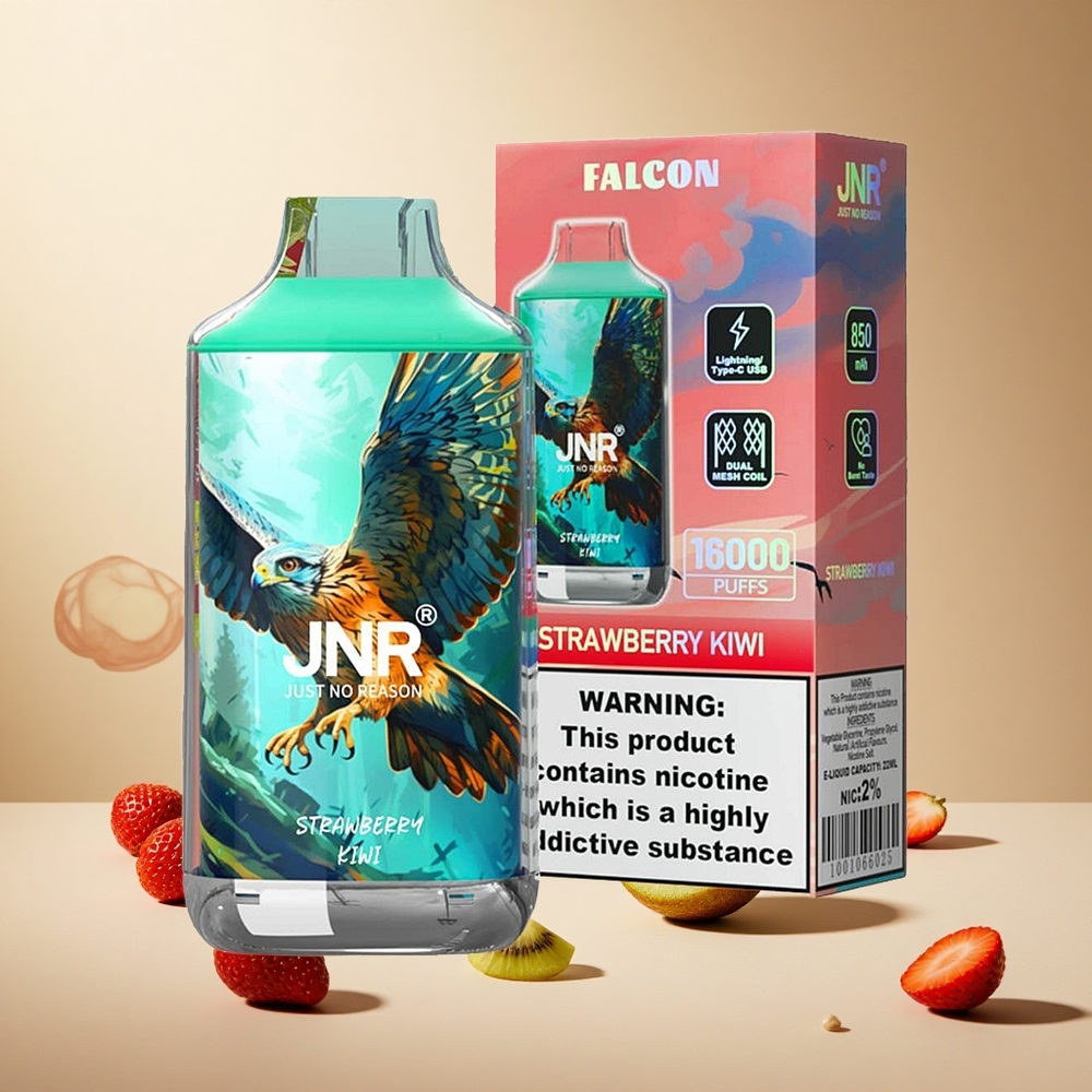 Strawberry Kiwi JNR Falcon 16000 Puffs wholesale vapes Ireland Dual Mesh Coil