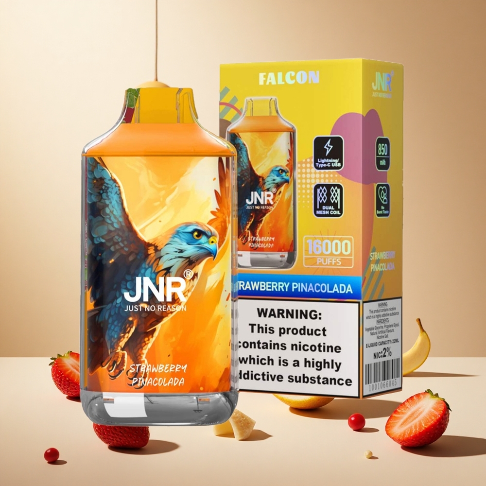 Strawberry Pina Colada JNR Falcon 16000 Puffs Wholesale Vapes Ireland Dual Mesh Coil