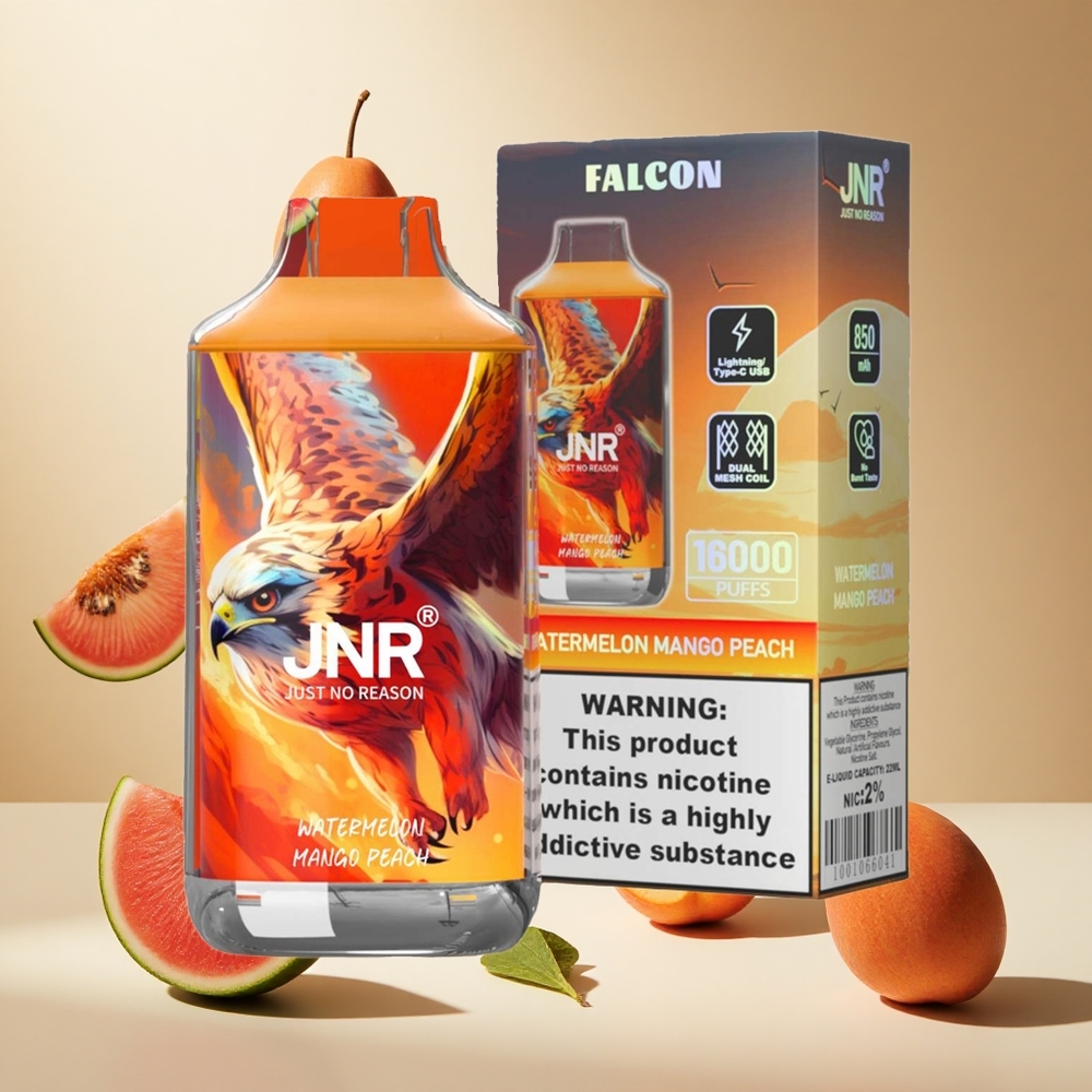 Watermelon Mango Peach JNR Falcon 16000 Puffs wholesale vapes Ireland Dual Mesh Coil