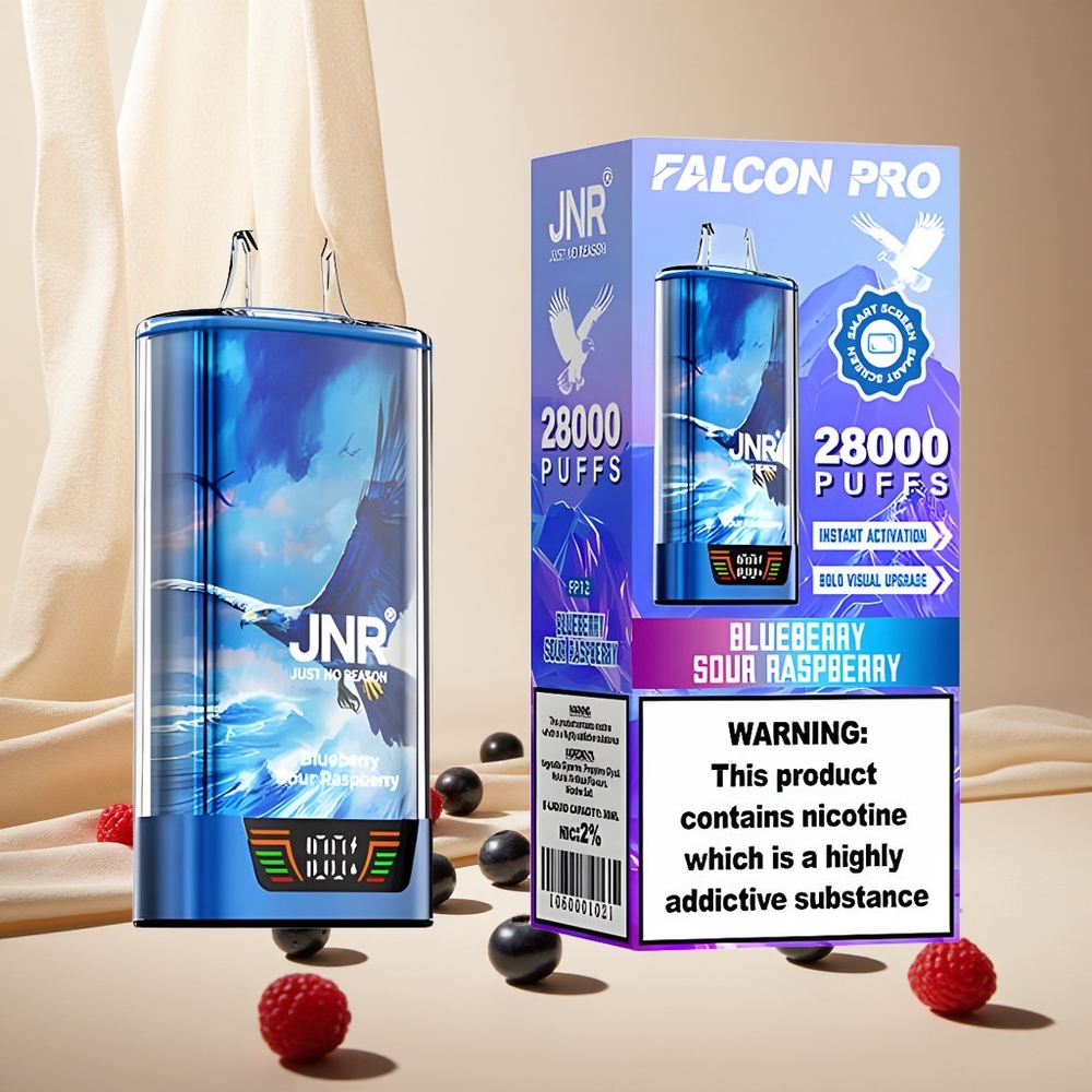 Blueberry Sour Raspberry JNR Falcon Pro 28000 Puffs wholesale vapes Ireland Dual Mesh Coil