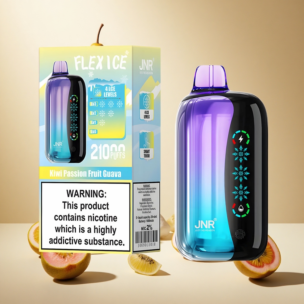 Kiwi Passion Fruit Guava JNR Flex Ice 21000 Puffs wholesale vapes Ireland Touch Screen