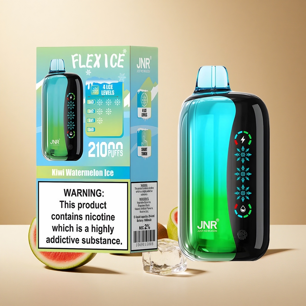 Kiwi Watermelon Ice JNR Flex Ice 21000 Puffs wholesale vapes Ireland with Touch Screen & Type-C Charging
