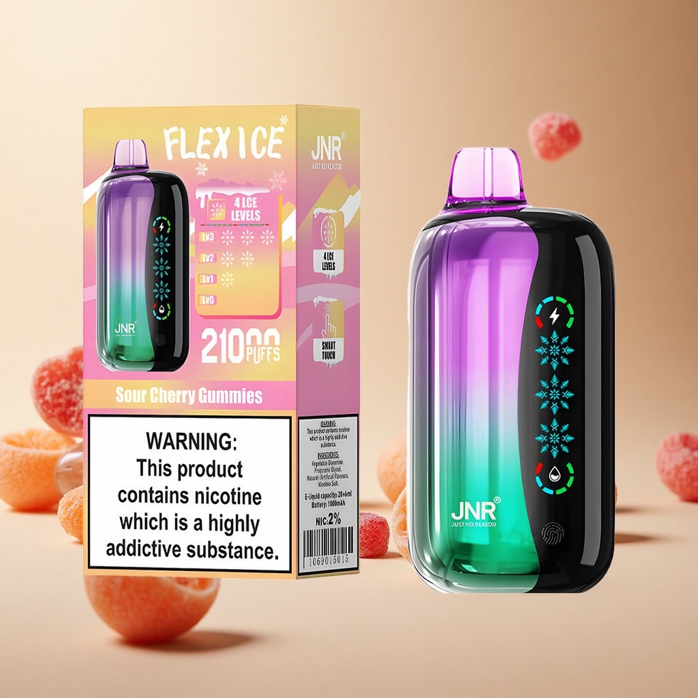Sour Cherry Gummies JNR Flex Ice 21000 Puffs wholesale vapes Ireland Adjustable Ice Touch Screen