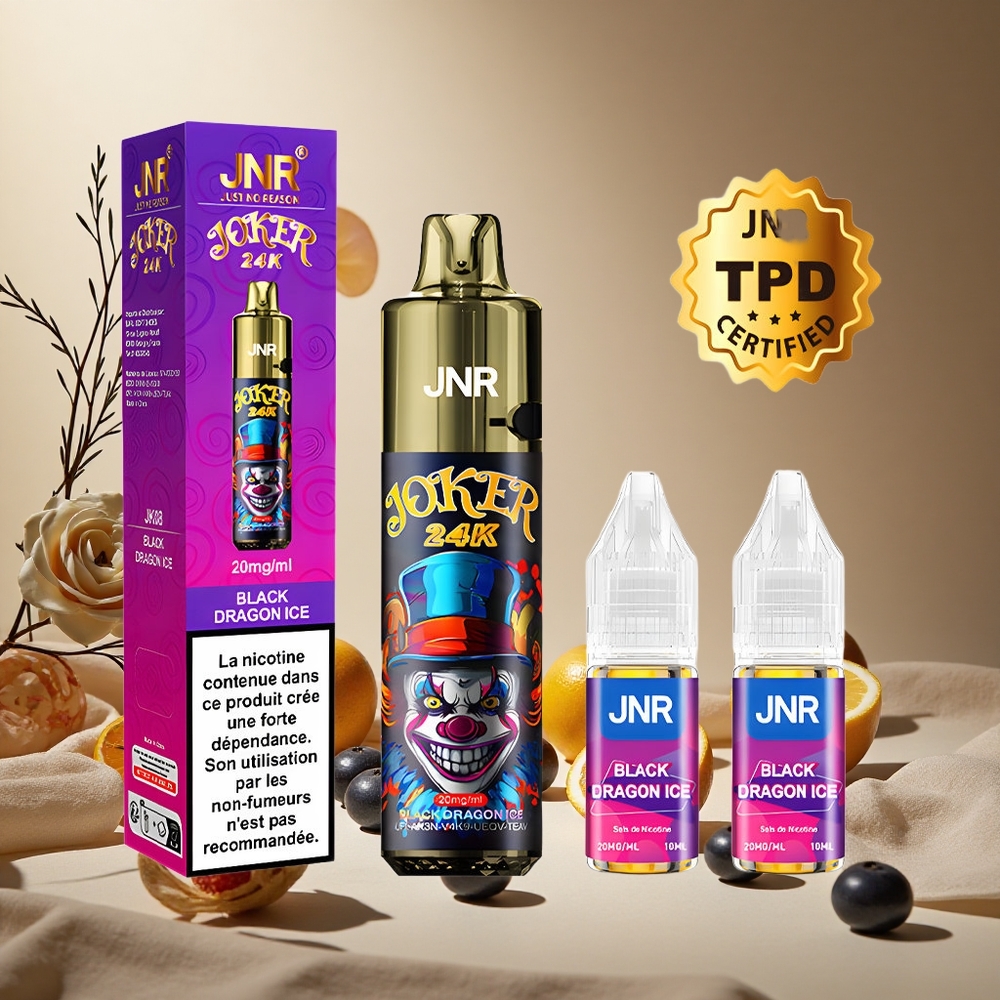 Black Dragon Ice JNR Joker 24K Puffs wholesale vapes Ireland Refillable Pod Type-C