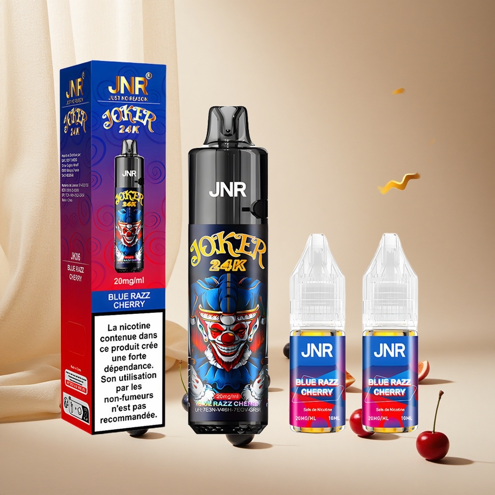 Blue Razz Cherry JNR Joker 24K Puffs wholesale vapes Ireland 2+10ml Refillable Pod