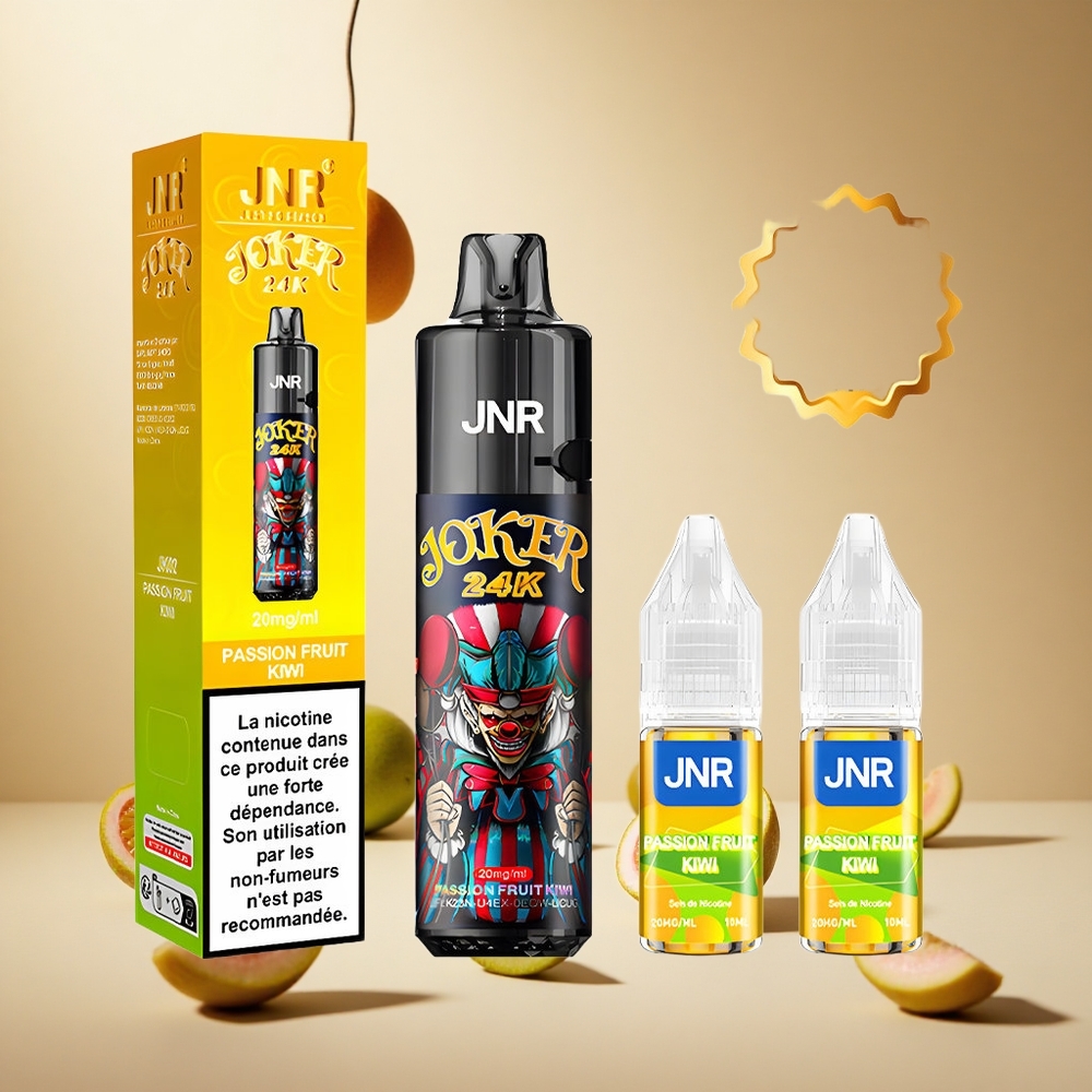 Passion Fruit Kiwi JNR Joker 24K Puffs wholesale vapes Ireland 800mAh Battery