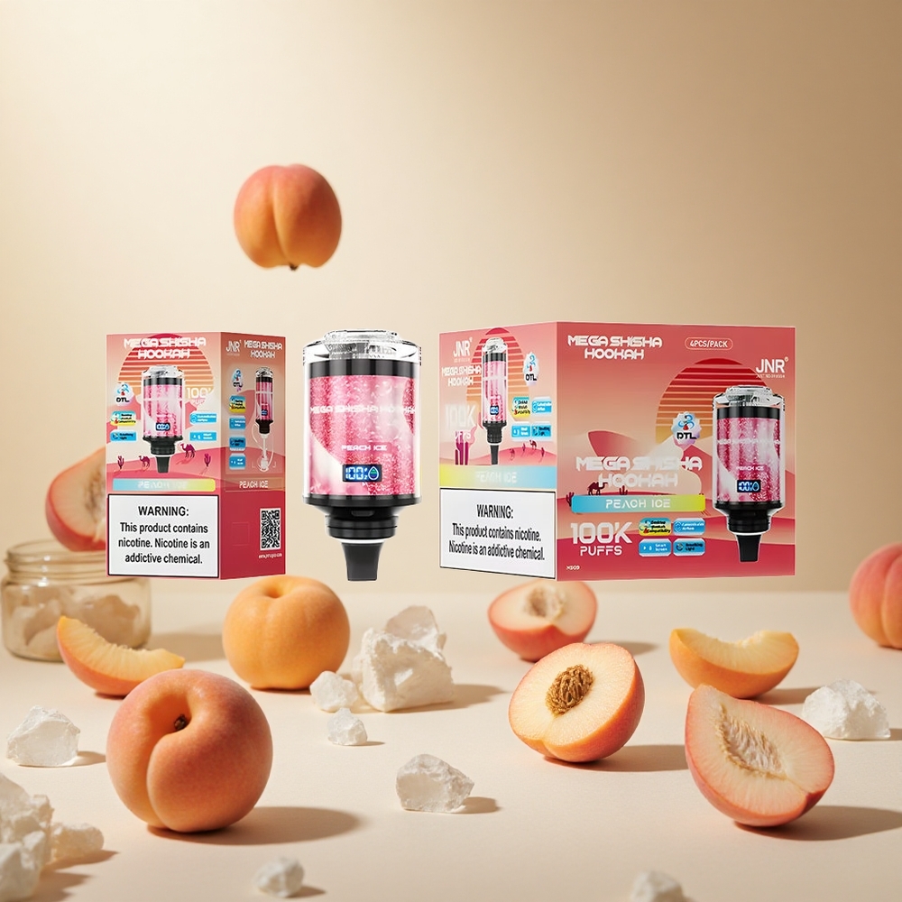 Peach Ice JNR Mega Shisha Hookah 100K Desktop Compatibility wholesale vapes Ireland Interactive Smart Screen