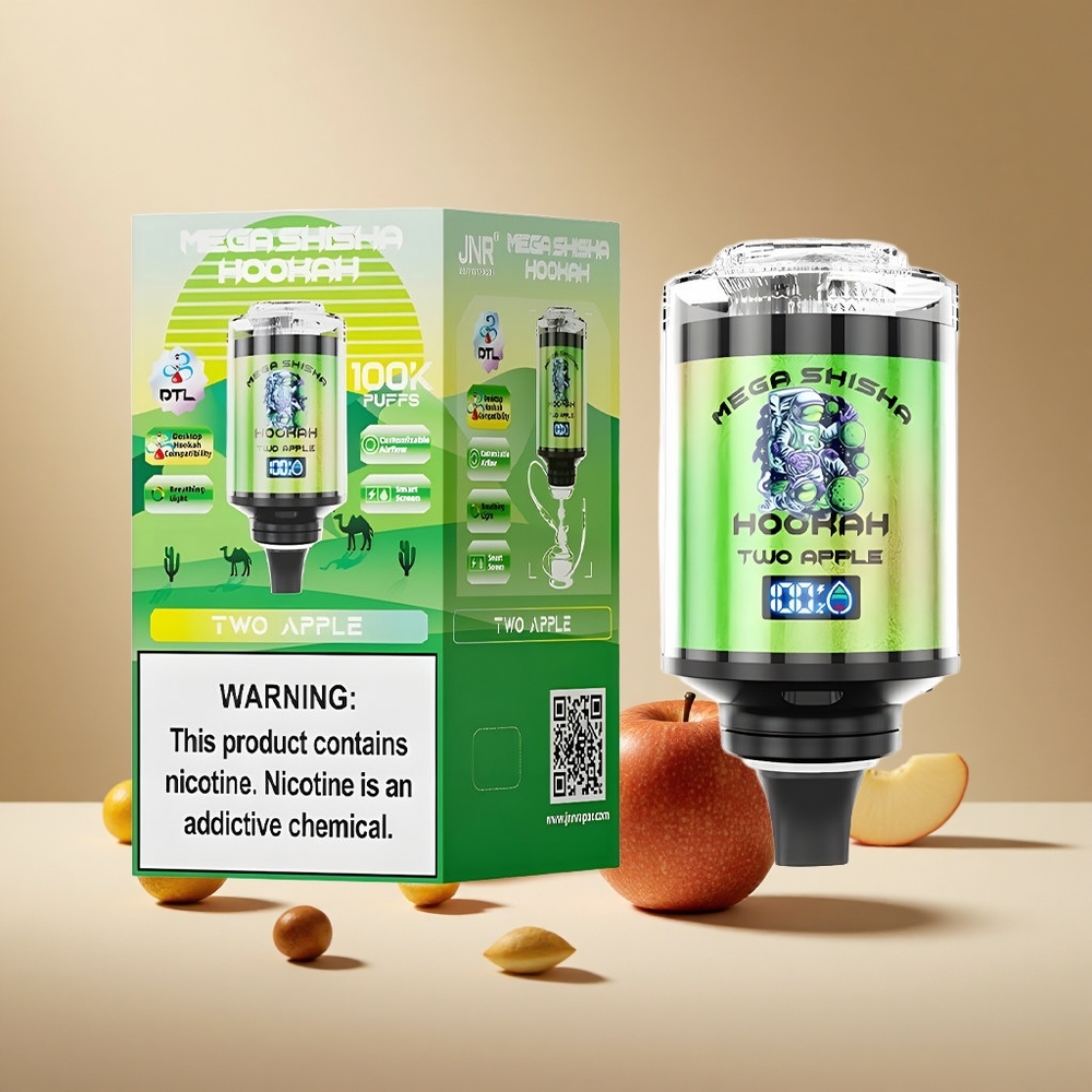 Two Apple JNR Mega Shisha Hookah Desktop Compatibility 100K Puffs wholesale vapes Ireland 2200mAh Battery