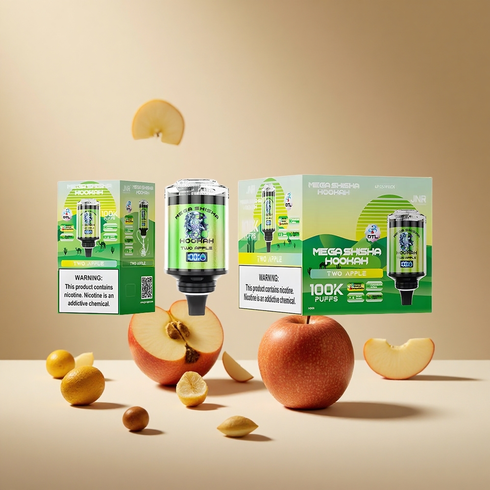 Two Apple JNR Mega Shisha Hookah Desktop Compatibility 100K Puffs wholesale vapes Ireland 2200mAh Battery