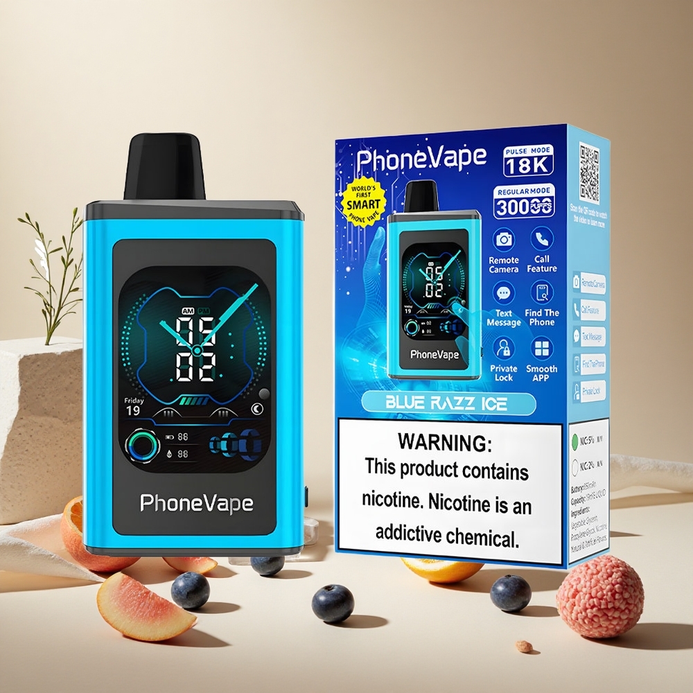 Blue Razz Ice JNR PhoneVape 30000 puffs wholesale vapes Ireland Adjustable Airflow