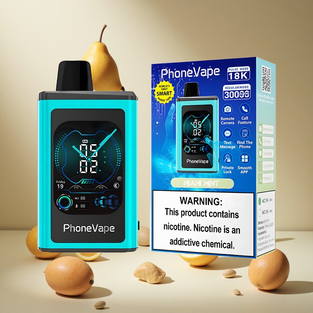 Miami Mint JNR PhoneVape 30000 puffs wholesale vapes Ireland Turbo Mode Full Display Screen