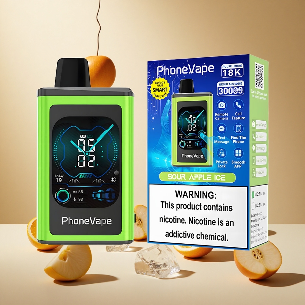 Sour Apple Ice JNR PhoneVape 30000 puffs wholesale vapes Ireland Turbo Mode Adjustable Airflow