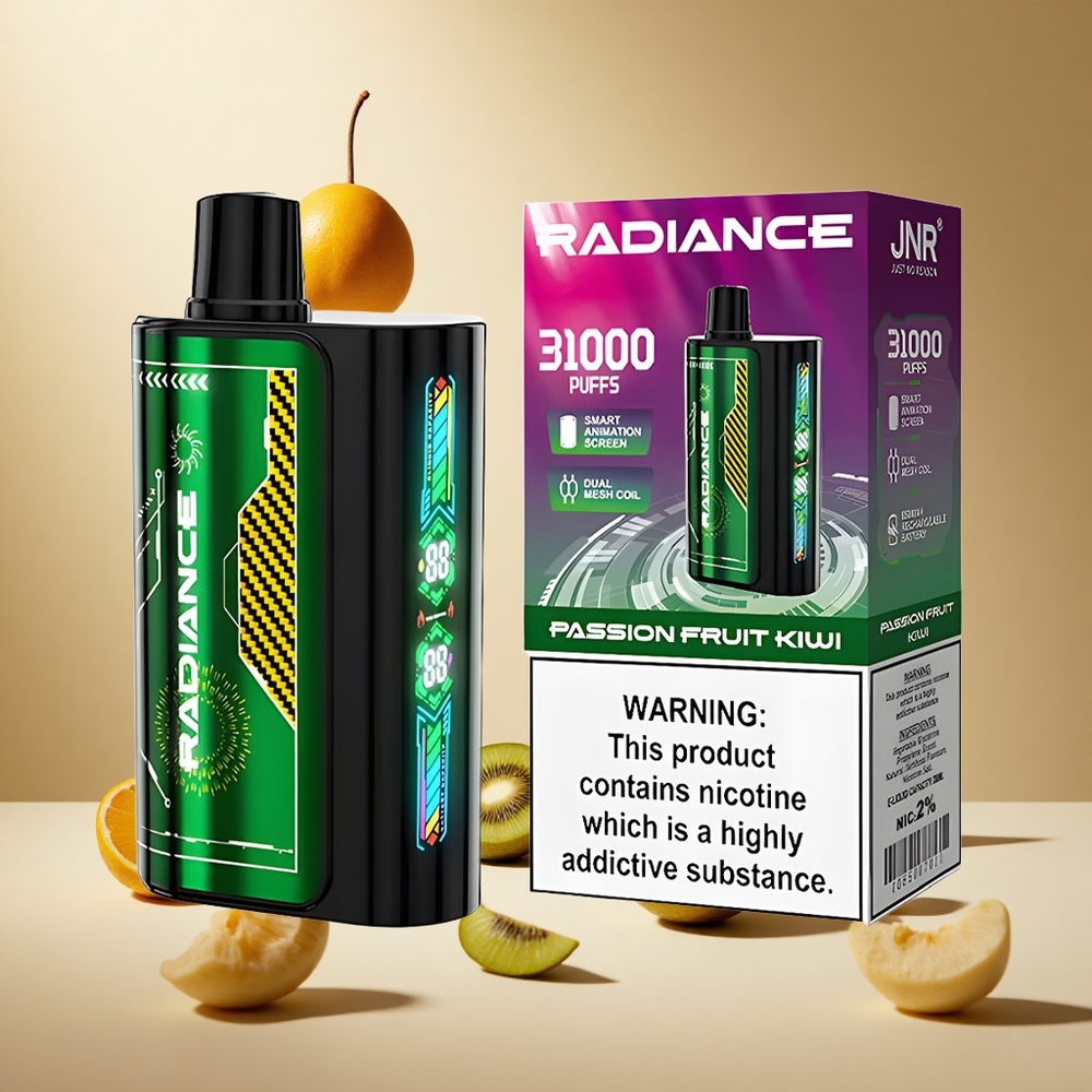 Passion Fruit Kiwi JNR Radiance 31000 Puffs Dual Mesh Coil wholesale vapes Ireland Disposable Vape