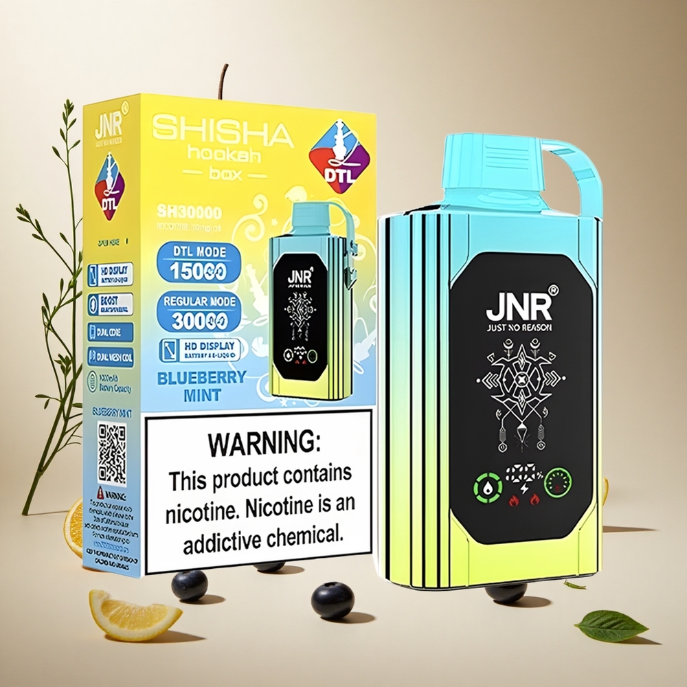 Blueberry Mint JNR Shisha Hookah Box 20500 Puffs wholesale vapes Ireland HD Display Type-C