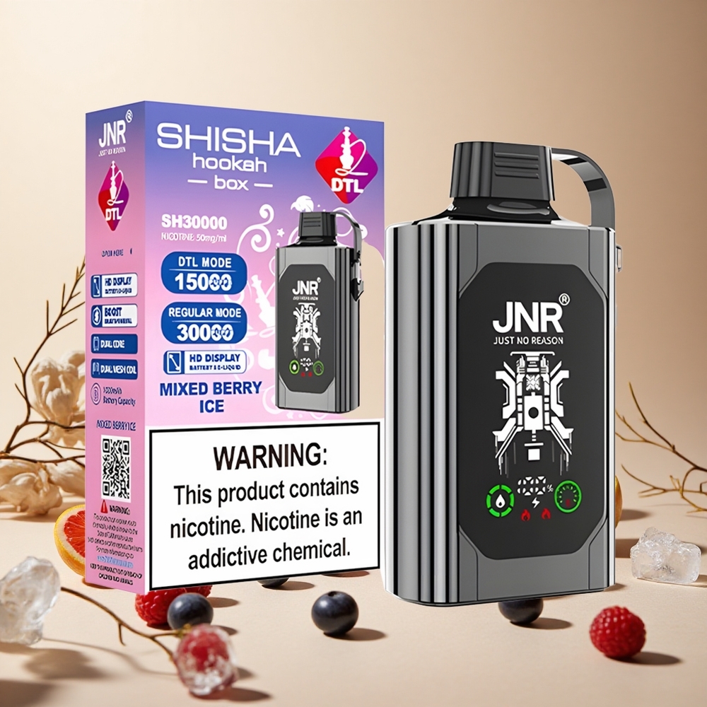 Mixed Berry Ice JNR Shisha Hookah Box 20500 Puffs Dual Mesh Coil wholesale vapes Ireland HD Display