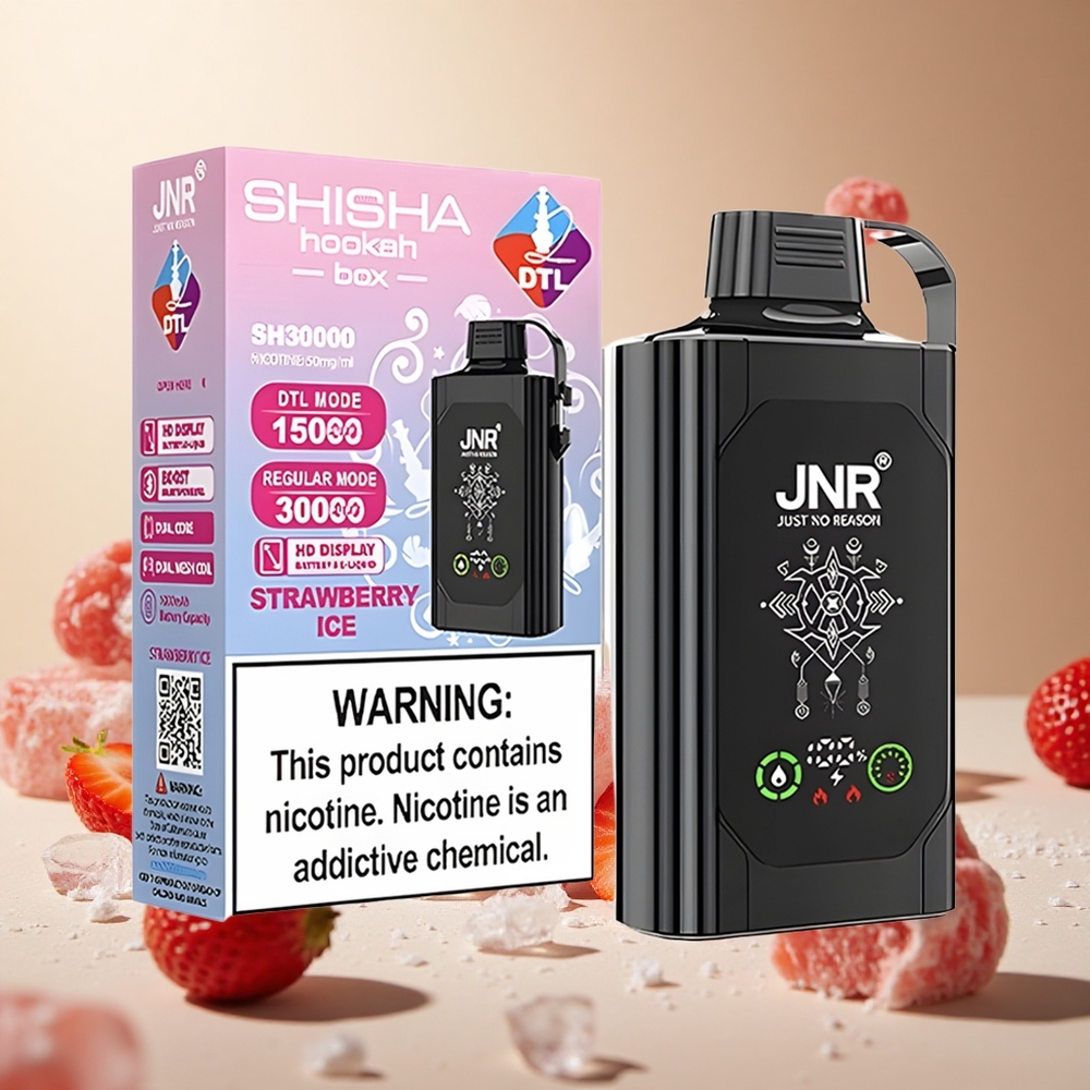 Strawberry Ice JNR Shisha Box 20500 Puffs wholesale vapes Ireland HD Display Type-C