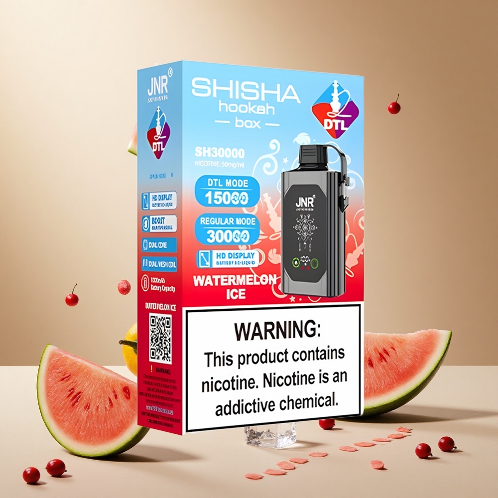 Watermelon Ice JNR Shisha Hookah Box 20500 Puffs wholesale vapes Ireland HD Display Type-C