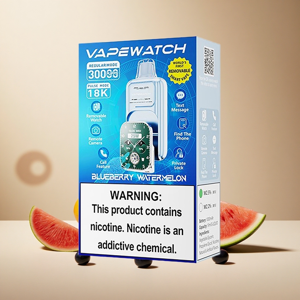 Blueberry Watermelon JNR Vape Watch 30000 Puffs Dual Mesh Coil wholesale vapes Ireland