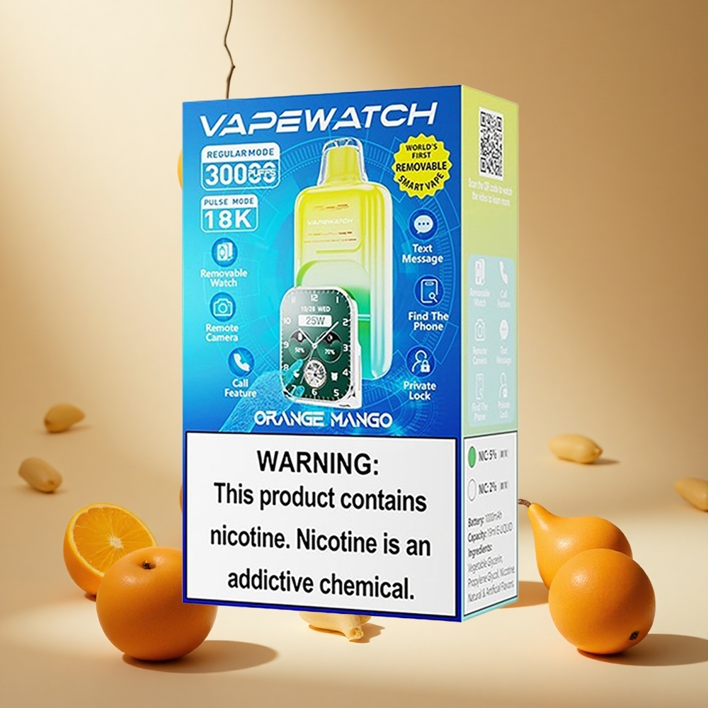 Orange Mango JNR Vape Watch 30000 Puffs wholesale vapes Ireland Dual Mesh Coil
