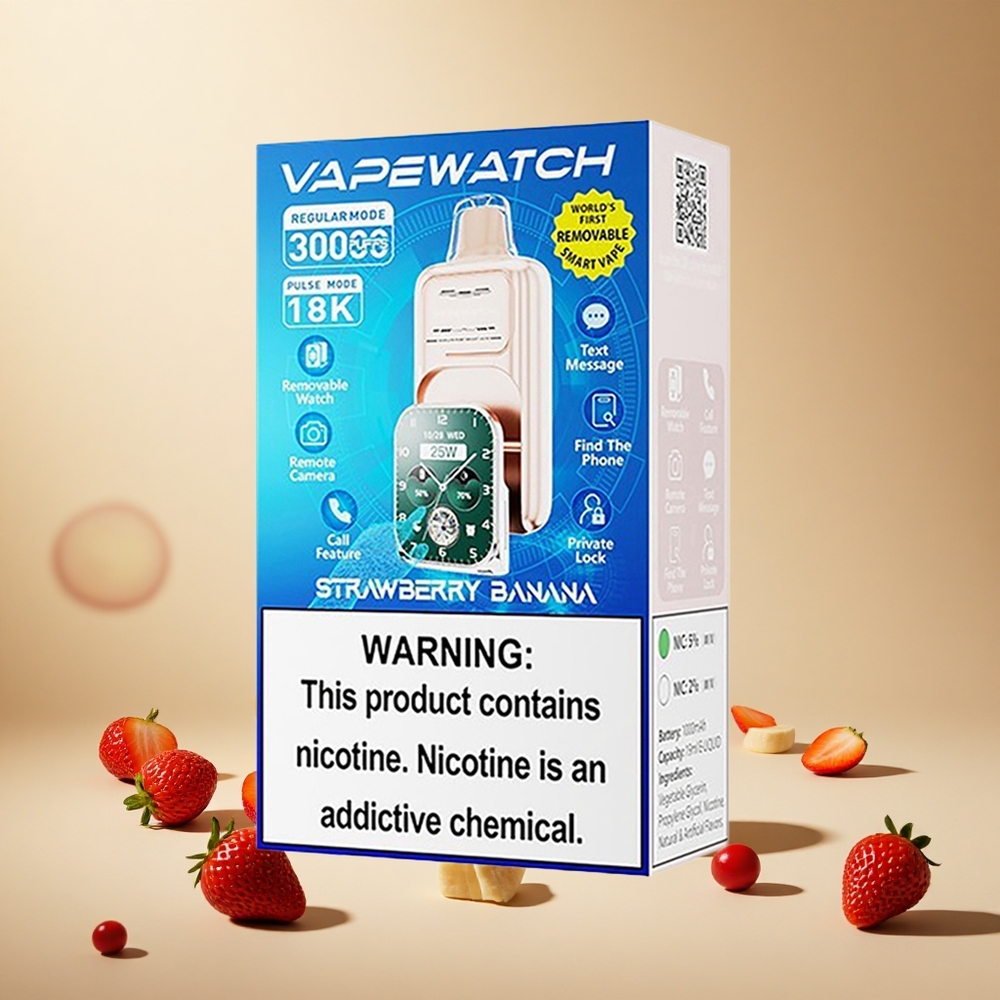 Strawberry Banana JNR Vape Watch 30000 Puffs Dual Mesh Coil wholesale vapes Ireland