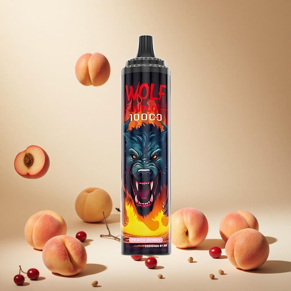 Peach Berry JNR Wolf Niplo 10000 Puffs wholesale vapes Ireland Mesh Coil 1.0 Ohm