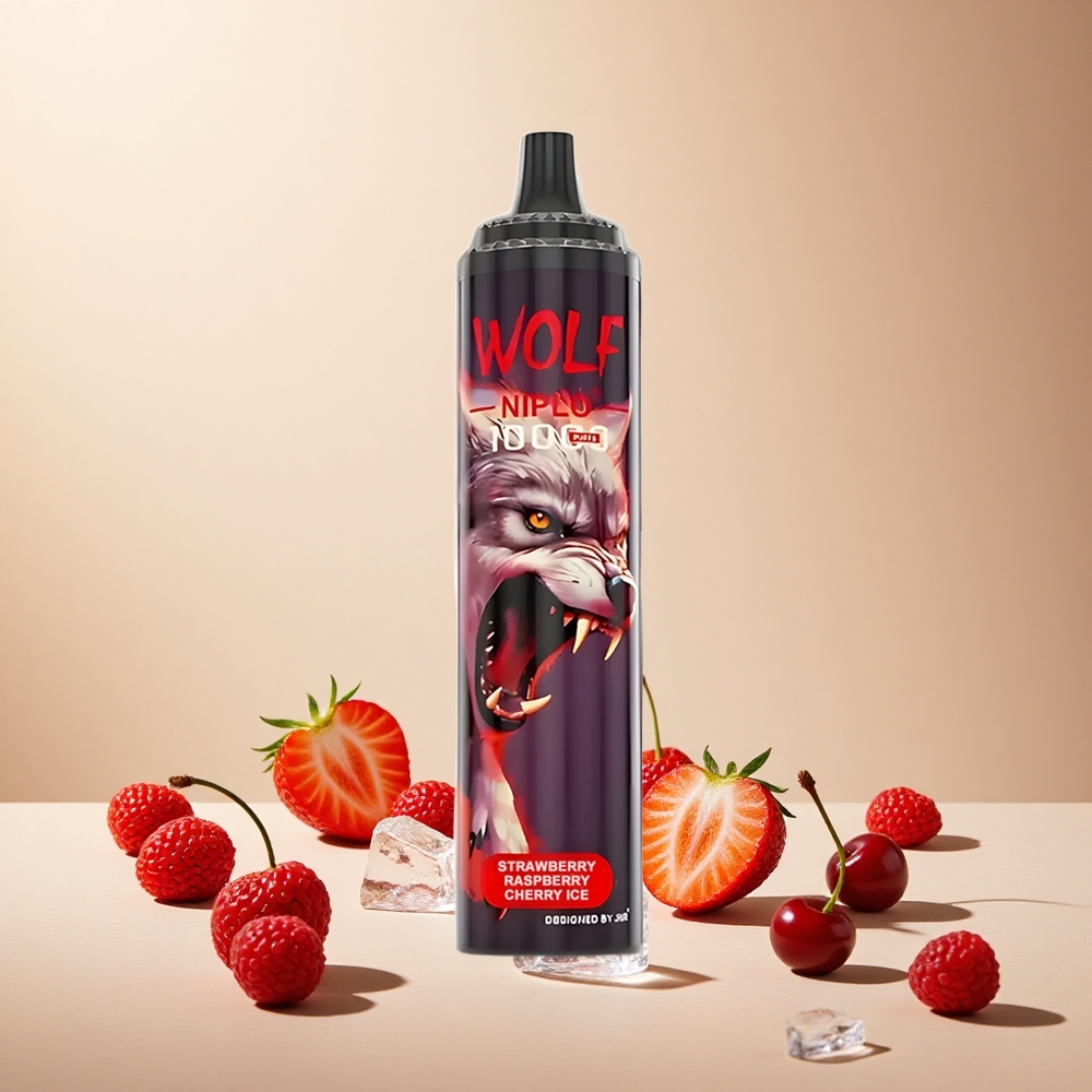 Strawberry Raspberry Cherry Ice JNR Wolf Niplo 10000 Puffs wholesale vapes Ireland 20ml 0% 2% 5% Nicotine