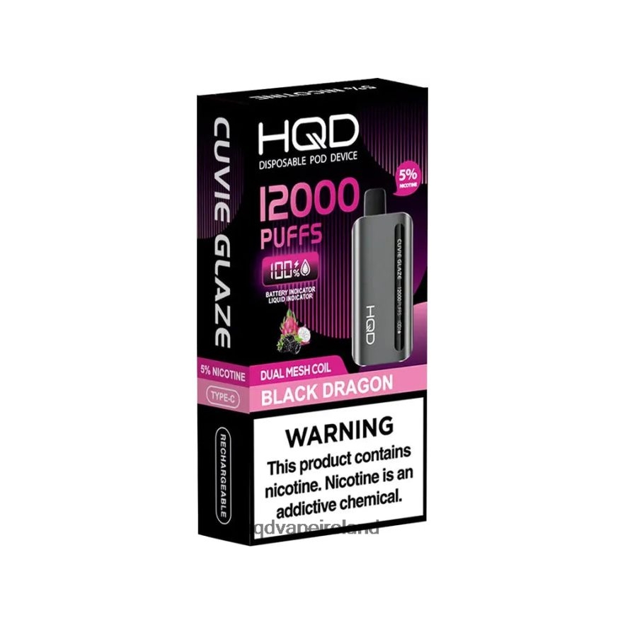 HQD Ireland - HQD CUVIE GLAZE DISPOSABLE VAPE 12000 Black Dragon 8J2BB4132
