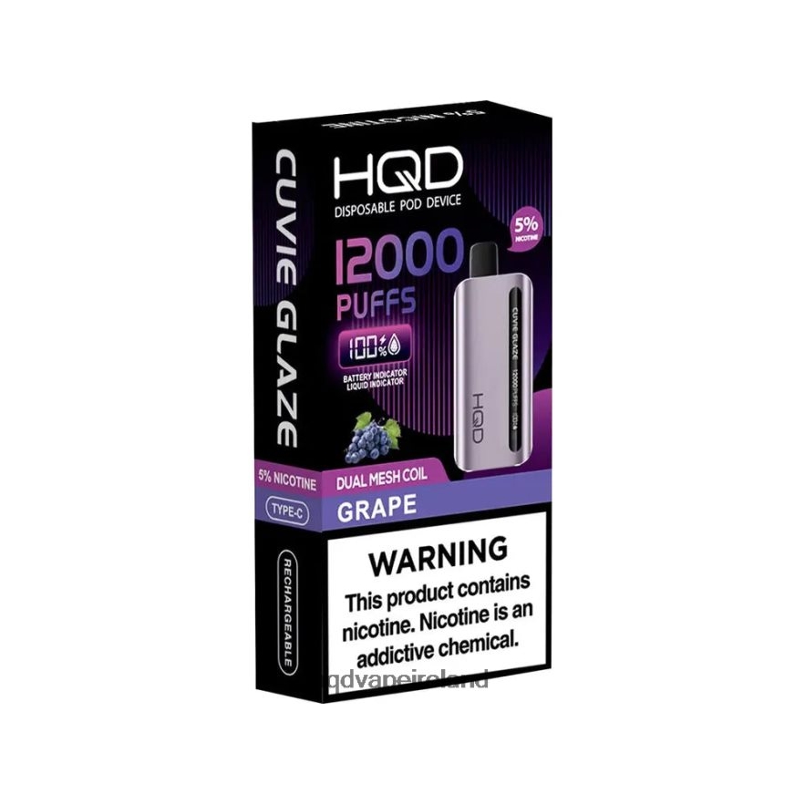 HQD Online Shop - HQD CUVIE GLAZE DISPOSABLE VAPE 12000 Grape 8J2BB4168